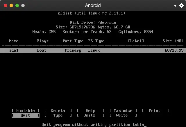 选择 Quit，回车